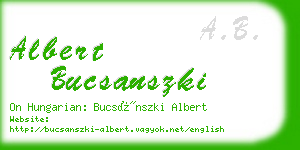 albert bucsanszki business card